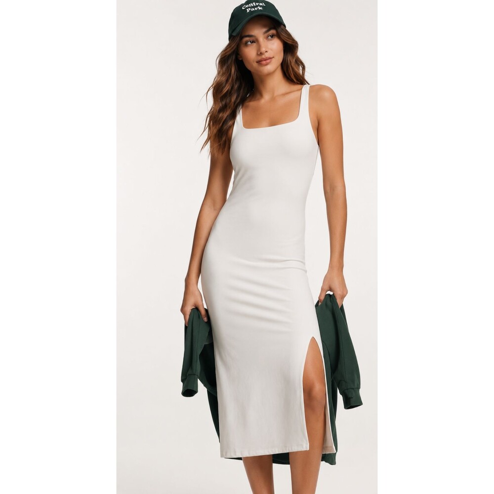 ANTHROPOLOGIE DAILY PRACTICE Womens New Midi Dress XS White Scoop Neck Slim‎